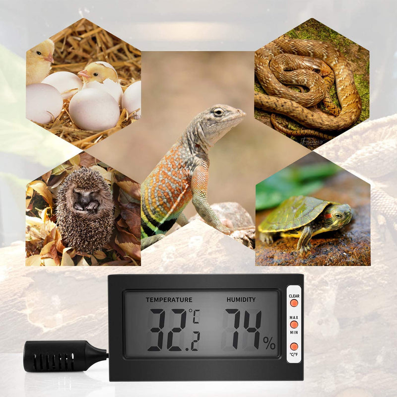 iPower 4"x7" Reptile Heat Mat Under Tank Warmer Terrarium Heater Heating Pad with Temperature Adjustable Controller, Digital Thermometer and Hygrometer with Humidity Probe for Amphibian, Pet 4 X 7 In Pad +Thermo &Hygro meter - PawsPlanet Australia