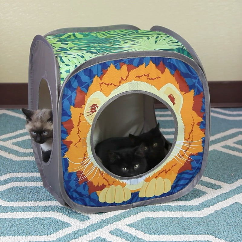 [Australia] - Kitty City Jungle Cat Cube Combo, Collapsible Cat Cube, Cat Bed, Tunnel, Cat Toys Safari Cube 