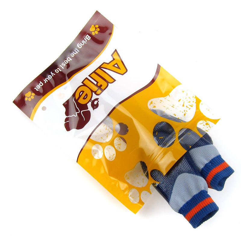 Alfie Pet - Terry Set of 4 Rubber Dipped Dog Paw Protection Socks XX-Small Navy - PawsPlanet Australia