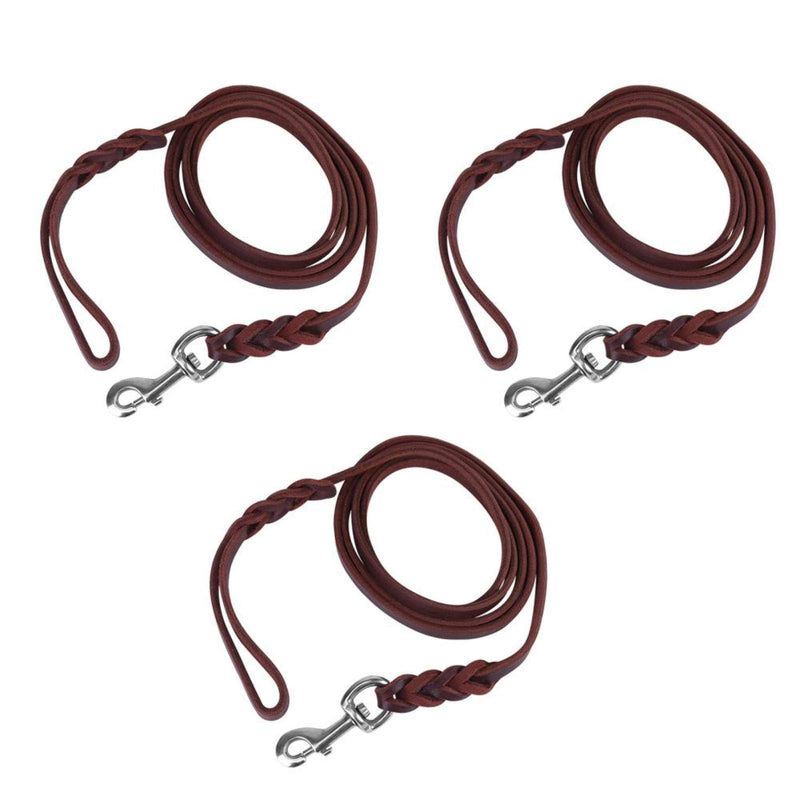 Hztyyier Dog Lead Ring Traditional Style Leather Dog Leash Safety Rope for Dogs Walking Running Training Puppies(2.1m) 2.1m - PawsPlanet Australia