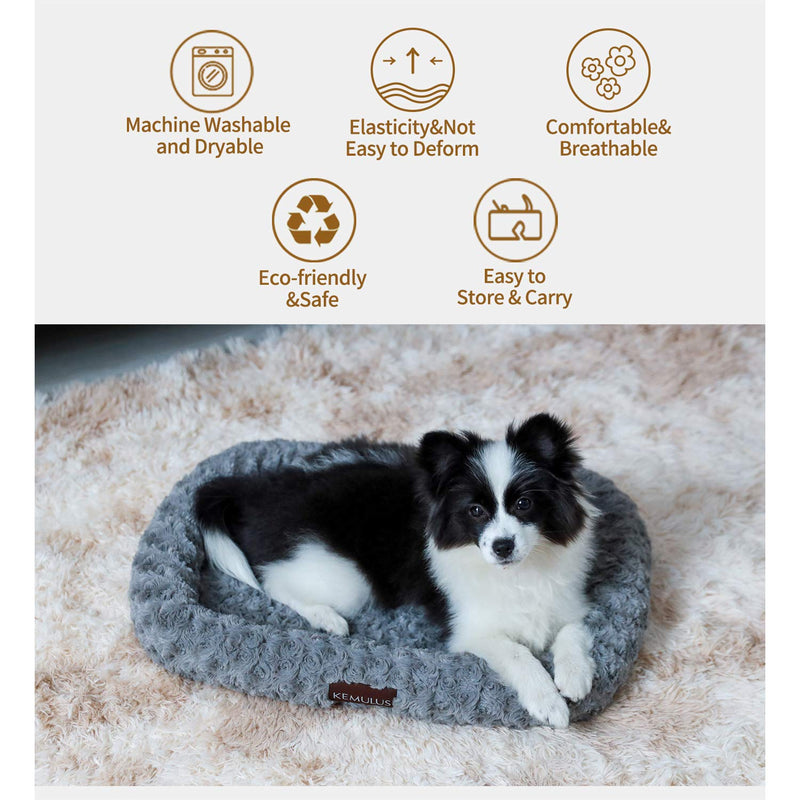 KEMULUS Large Medium Small 35"/28"/20" Plush Bolster Dog Crate Bed Self Warming Fleece Dog Crate Mat Sleeping Kennel Pads Anti Slip Washable Pet Pillow Bed for Dogs 20" x 14" - PawsPlanet Australia