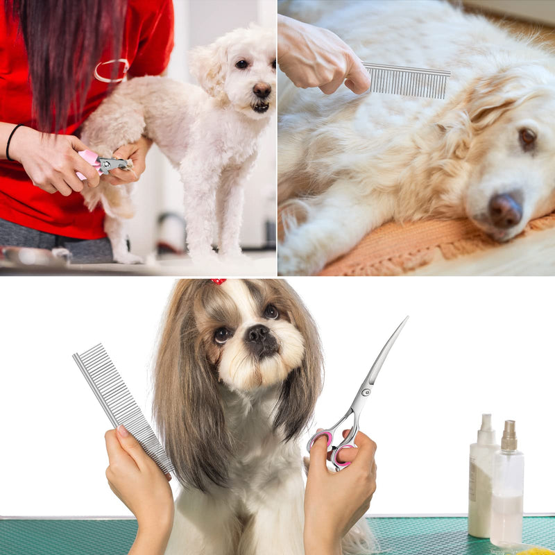 Forbici Toelettatura Cani 4 pezzi Per Cani Pet Scissors Dog Grooming Curve Toelettatura Forbici Cani kit forbici Gatti Forbici Acciaio Inossidabile Up Curved 1 Pettine Per Cani 1 Custodia Per Forbici - PawsPlanet Australia