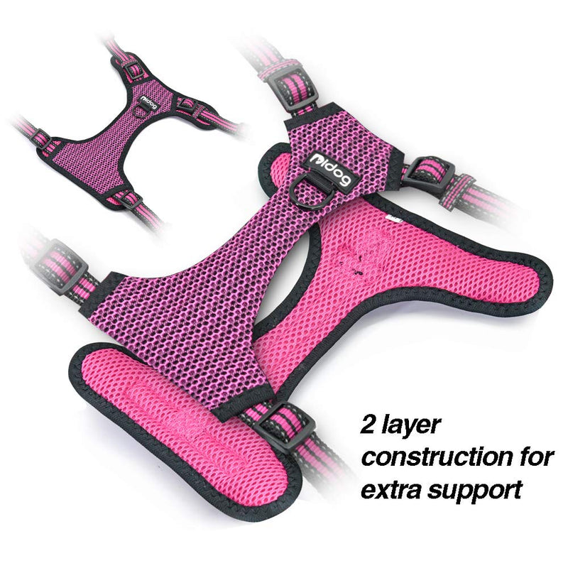 [Australia] - Didog No Pull Dog Vest Harness,Step-in Dog Harness with Soft Breathable Air Mesh,Reflective Escape Proof Harness for Walking Small Medium Dogs Chest:12-14.5" Hot Pink 