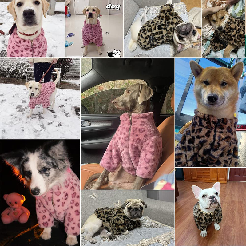 Winter Dog Coat Leopard Pet Dog Clothes Windproof Dog Sweater Warm Fleece Padded Winter Dogs Cats Puppy Small Medium Large Brown X-Small - PawsPlanet Australia