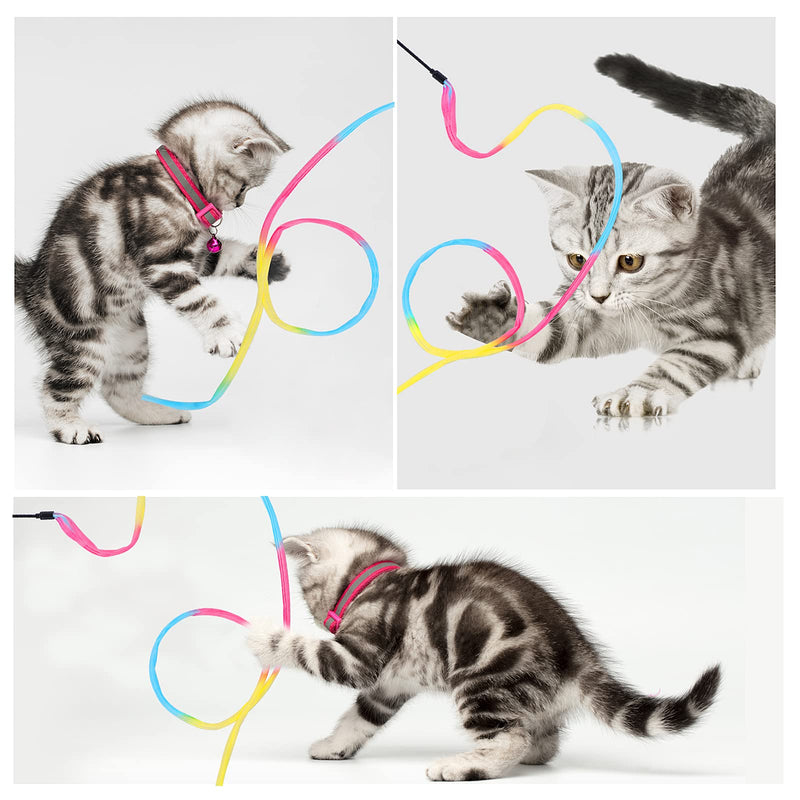 Molain Cat Wand Rainbow Toy 3pcs Rainbow Ribbon Wand for Kitten Training Rainbow Ribbon Charmer Wand Interactive Catcher Teaser Wand for Kitten Cat Exerciser (30cm) - PawsPlanet Australia