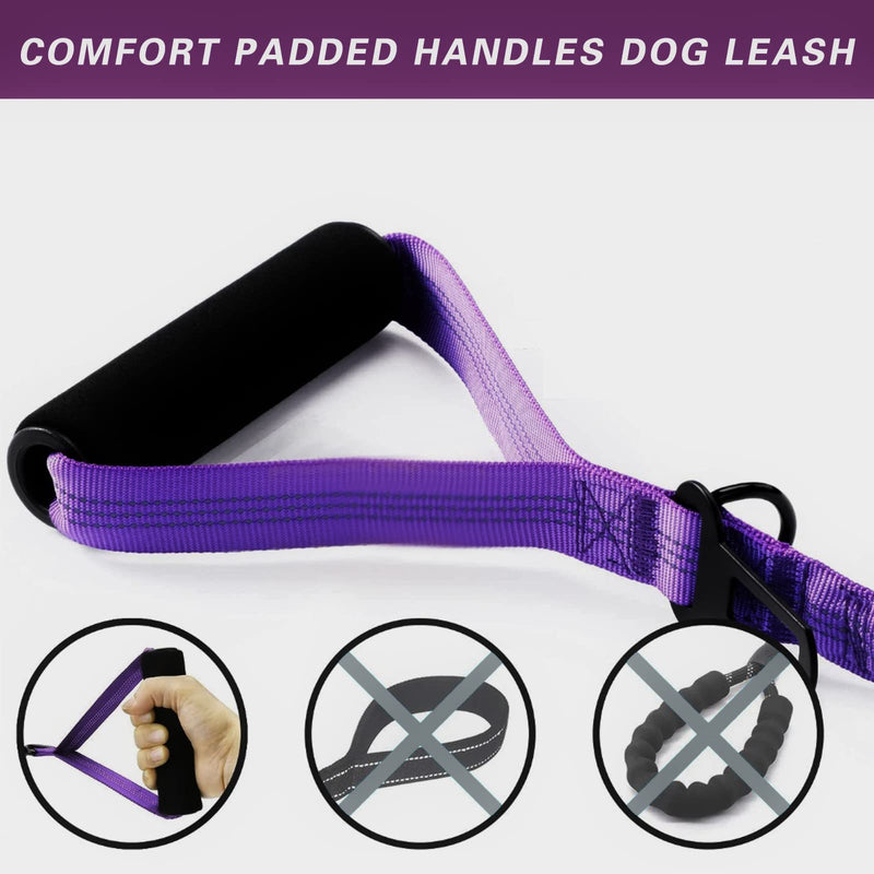 Soft Handle Leash,4-6FT Dog Bungee Leash,Heavy Duty Elastic Bungee Dog Leash,Reflective Nylon Training Leash with Soft Double Handle Padded,Suitable for Medium and Large Dogs (Purple, 4-6FT) Purple - PawsPlanet Australia