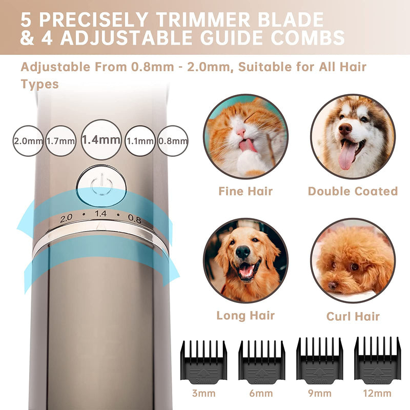 IMOUMPET - Dog Clippers for Grooming Cordless Pet Hair Clipper Professional Trimmer Supplies Rechargeable Electric Shaver Tool, Low Noise High Power for Dogs Cats Pets with Thick Heavy Coats - PawsPlanet Australia