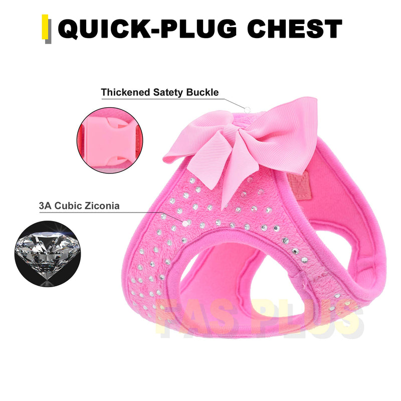 Fas Plus Pink Girl Dog Harness Small Cute Puppy Harness Bling with Bow Tie Medium - PawsPlanet Australia
