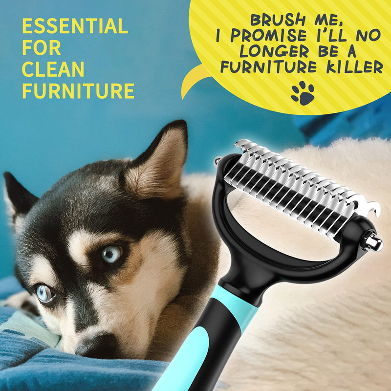 Bonve Pet dog brush, undercoat brush, de-matting curry comb for dogs and cats with medium to long hair - undercoat brush against matting and undercoat (blue) blue - PawsPlanet Australia