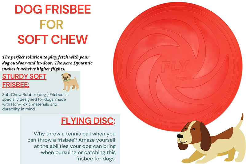 PET RELIGION Dog Frisbee Soft Chew Red 9 Inch Diameter Flyer Aero Dynamic Light Weight Solid Water Resistant Safe on Teeth Soft Frisbee Dog Toys for Small Dogs - PawsPlanet Australia