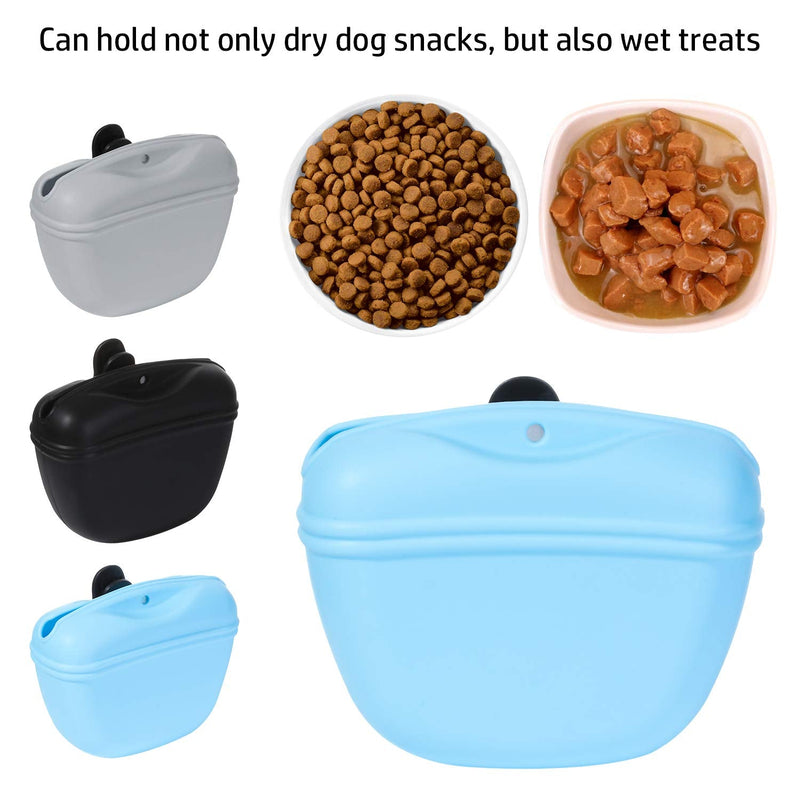 genenic 3 Pcs Dog Treat Pouch, Silicone Treat Pouch Training Pet Puppy Bag Pocket Snack Treat Food Holder with Clip for Dog Walks Mixcolor - PawsPlanet Australia