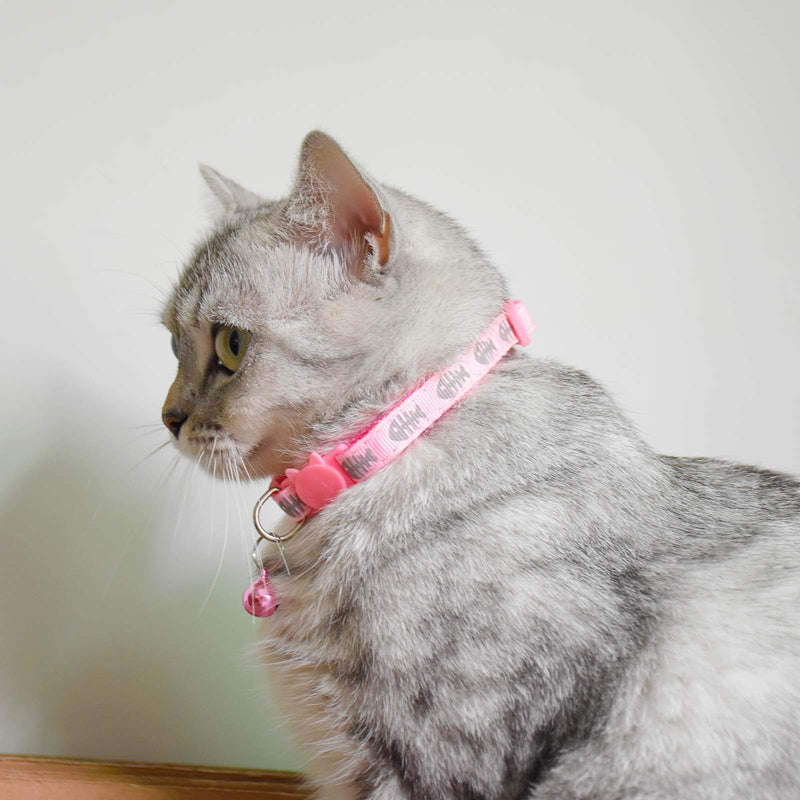 [Australia] - XPangle 6 Pcs Breakaway Cat Collar with Bell, Nylon Kitty Collars Mixed Colors Kitten Collars 7.5-12in Fishbone 