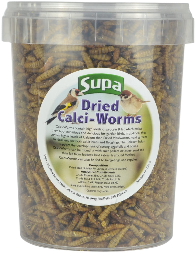 Supa Dried Calci Worms for Wild Birds, 1 Litre Bucket, High Energy Protein Rich Treat For Garden Birds, Attract More Birds To Your Garden, Quality Wild Bird Food - PawsPlanet Australia