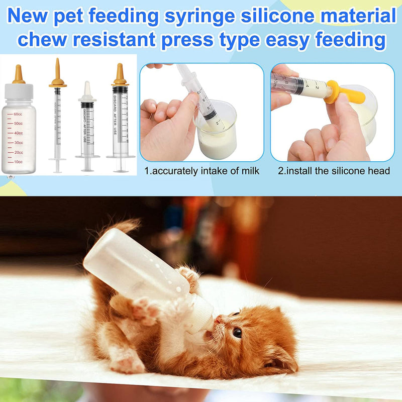 Vibury Mini and Nipples with Syringes Pack of 23 Pet Feeding Silicone Nipples with Bottle and Syringes for Puppy Dog Cat or Other Pets - PawsPlanet Australia