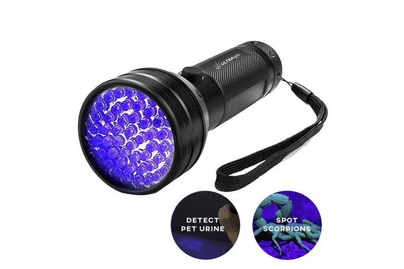 [Australia] - ULTRAlight UV Flashlight Black Light, 51 LED 395 nM Ultraviolet Blacklight Detector for Pet Urine, Pet Stains and Bed Bug 