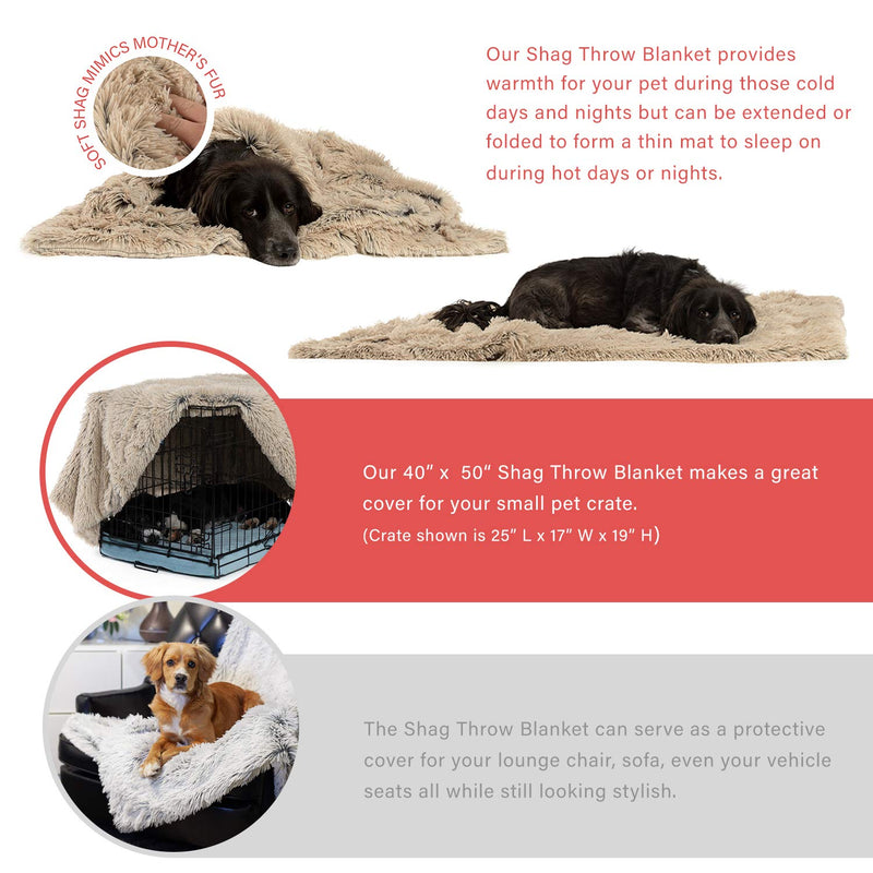 [Australia] - Best Friends by Sheri Luxury Shag Dog & Cat Throw Blanket 30x40, Taupe, Matching Donut Shag Cuddler Bed, Multi-Use, Mat, Sofa Cover, Warming 