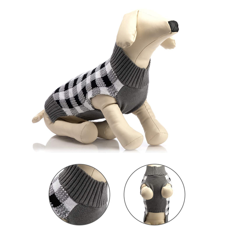 [Australia] - Hollypet Puppy Dog Cat Knitwear Sweater for Dogs and Cats Soft Fleece Coat Vest Warm Dogs Shirt Winter Cold Weather Pet Clothes Check S 
