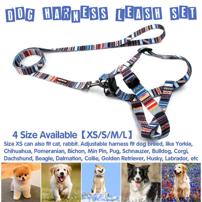 [Australia] - QQPETS Dog Harness and Leash Set Adjustable Back Clip No Pull Quick Fit/Release Halter Harness with Heavy Duty Leash 5FT Long for Extra Small Medium Large Breed Dogs Training Easy Walk M(19"-26" Chest Girth) Bohemia 