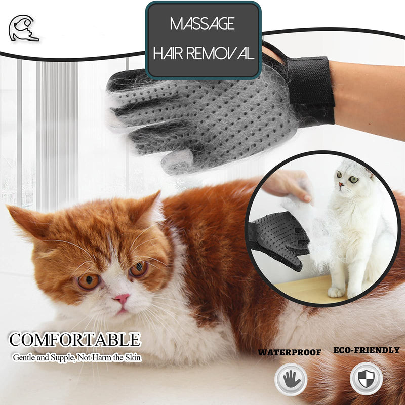 SSRIVER Pet Grooming Glove Hair Remover Brush Gentle Deshedding Efficient Pet Mitt Pet Massage Gloves Left & Right Hand Draw Dog Cat Horse Long Short Fur (1 Right Hand) Black - PawsPlanet Australia