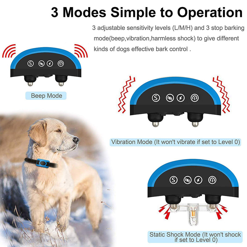Valoinus Rechargeable Anti Dog Bark Collar, Waterproof Smart Detection Train Large Medium Small Dogs Humanely with LED Breathing Light & Screen, Dog Bark Collar - PawsPlanet Australia