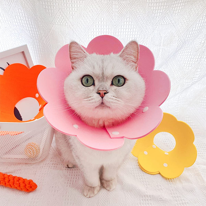 NC Pet Neck Brace 3PCS TAIZER Neck Brace Cat Neck Brace Dog Protective Collar Cone Collars Made of Plastic Adjustable Collar After Surgery or Wound in Yellow Pink Orange - PawsPlanet Australia