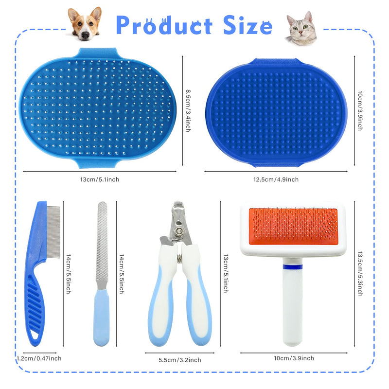 Crafterlife Rabbit Grooming Kit with Hair Loss Brushes, Pet Comb, Pet Nail Clippers, Grooming, Slicker Brush, Glove Needle, Massage Comb Hamster, Guinea Pig (Blue), 6 Pieces Blue - PawsPlanet Australia