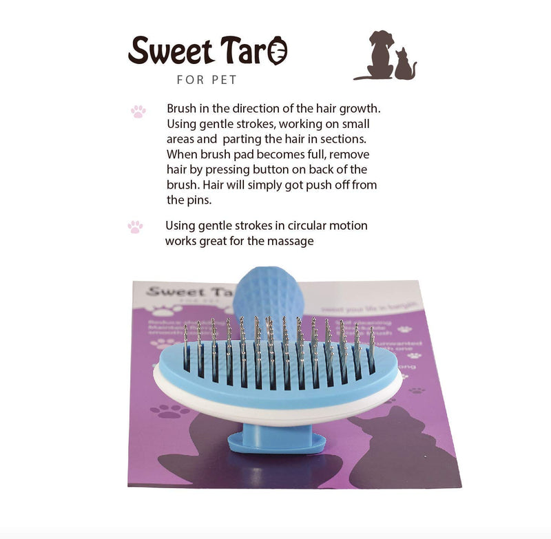 Sweet taro Pet grooming brush - effectively reduce shedding - best gift under $10 for your dog and cat - gently removes loose undercoat and tangled hair - massage tips for long and short hair - PawsPlanet Australia