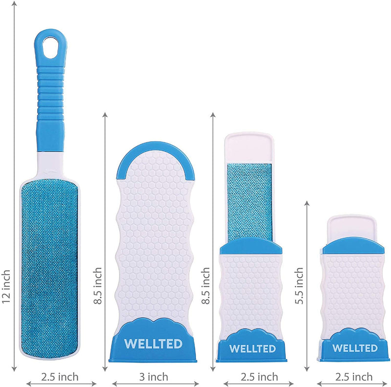 [Australia] - WELLTED 2020 Updated Pet Hair Remover Brush - Lint Brush - Fur Remover - Fur & Lint Removal - Dog & Cat Hair Remover - Double-Sided Brush with Self-Cleaning Base - for Furniture Clothing Car Seat Blue 