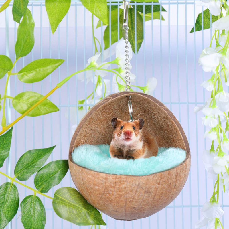 POPETPOP Hamster Nest Hanging Coconut Shell for Birds Warm Sleeping Bed Bird Nest Bird House Resting Place for Hedgehog Squirrel Pig Guinea - PawsPlanet Australia