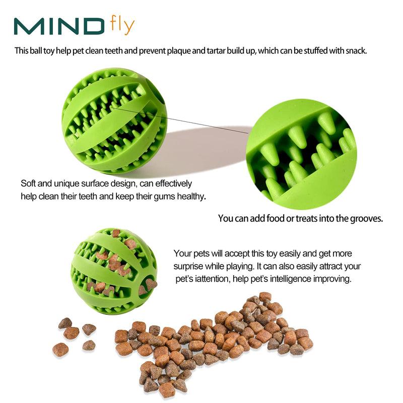 MINDFLY Dog Ball Toy, 360º Finger Toothbrush Kit 5 in One,100% BPA Free, Full Surround Soft Bristles,Durable Rubber Dog Treat Toys for Easy Teeth Cleaning，IQ Training for Puppies and Small Medium Pets - PawsPlanet Australia