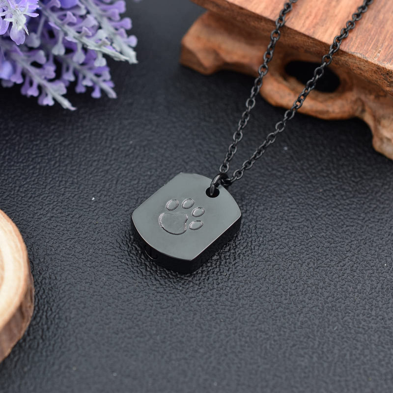 Pet Paw Urn Necklaces for Cat Dog Ashes Paw Print Engraved Pet Cremation Keepsake Jewelry for Ashes Stainless Steel Memorial Urn Pendant Ash Holder Cremation Urn Necklace for Women Men Black - PawsPlanet Australia