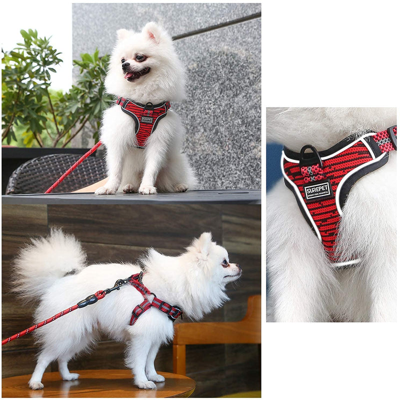 No Pull Dog Harness, Adjustable Breathable Reflective Lightweight Pet Vest Harness Front Soft Mesh Padded Escape Proof Easy Control for Dog/Cat/Other Pet for Outdoor Walking Training (Red, S) Red S(Chest 40-49cm) - PawsPlanet Australia