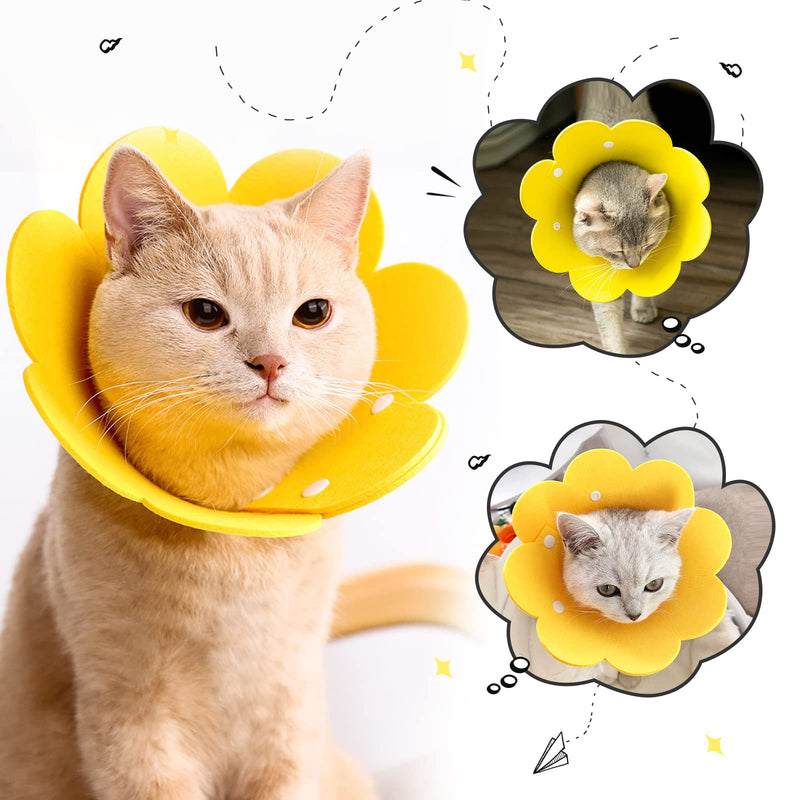 PUMYPOREITY 2 pieces protective collar cat, neck collar pets adjustable soft collar protective collar for protective collar recovery after wound cats dogs (yellow, S) A-yellow - PawsPlanet Australia