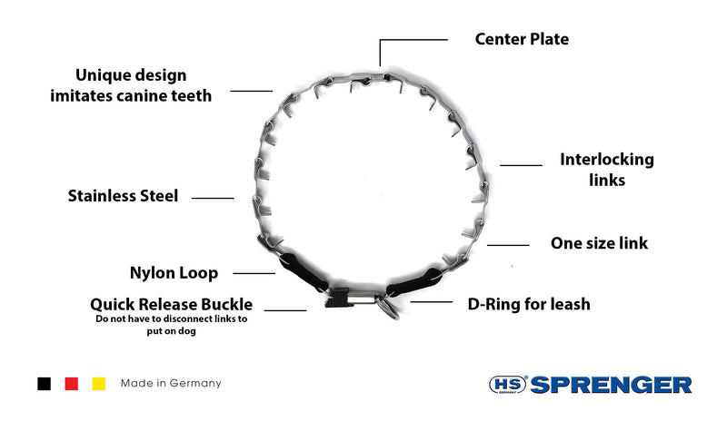 Herm Sprenger Neck Tech Stainless Steel Prong Dog Training Collar with Quick Release Buckle Pet Pinch Collar No-Pull Collar for Dogs Made in Germany 24 inches 24in - PawsPlanet Australia