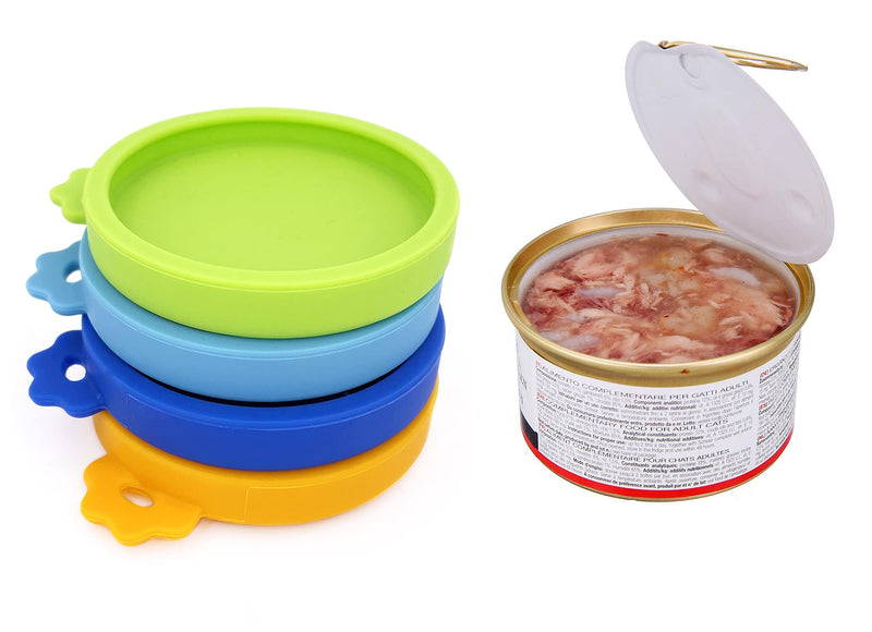 Comtim 4 Pack Cat Food Can Lids, Silicone Small Pet Food Can Lids Covers for 3 oz Cat Food Cans - PawsPlanet Australia