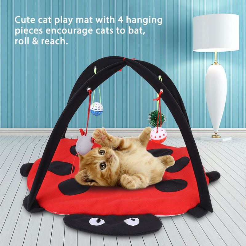 [Australia] - riuty Cat Play Mat, Foldable Tent Multifunction Activity Pet Bed with Four Hanging Piece Encourage Cats to bat 
