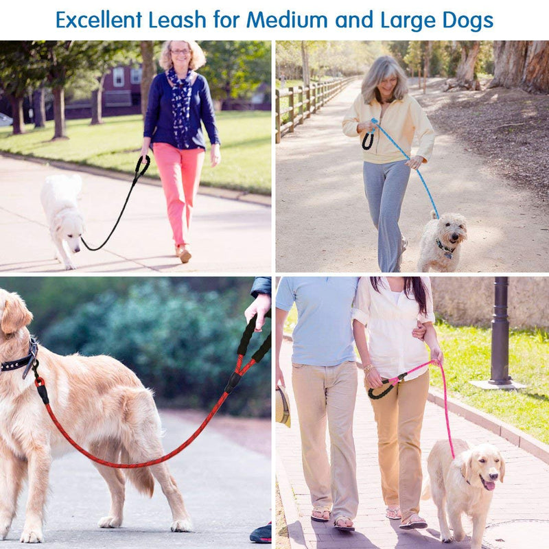 [Australia] - Gift Set for Dog Walking, Car Travel, Hiking, Camping – 5 FT Reflective Dog Leash, Adjustable Car Seat Belt and Collapsible Dog Cat Bowl-Pink Pink 