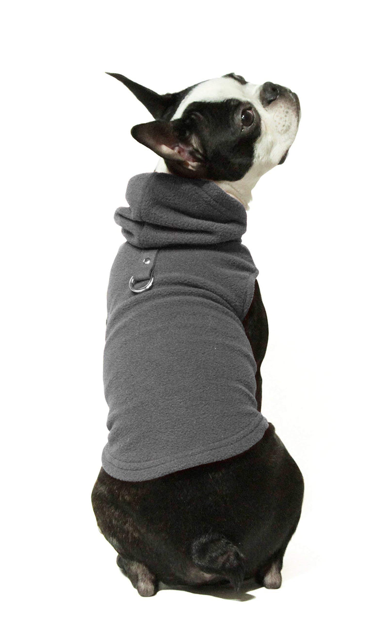 Gooby Fleece Vest Hoodie Dog Sweater - Gray, Small - Warm Pullover Dog Hoodie with O-Ring Leash - Winter Hooded Small Dog Sweater - Dog Clothes for Small Dogs Boy or Girl, and Medium Dogs Small chest (33.5 cm) - PawsPlanet Australia