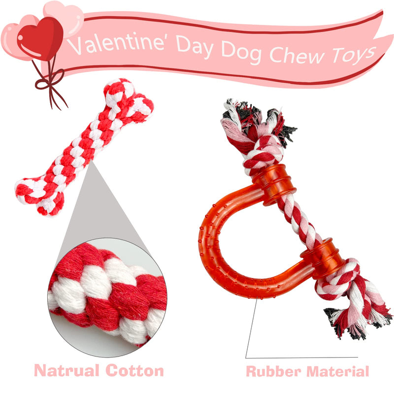 Vehomy 3Pcs Dog Valentine's Day Toys Dog Rope Toys for Dog Teeth Cleaning I Shape Heart Shape U Shape I Love You Valentine's Day Cotton Rope Puppy Chewing Toys for Small Medium Pet Dogs - PawsPlanet Australia