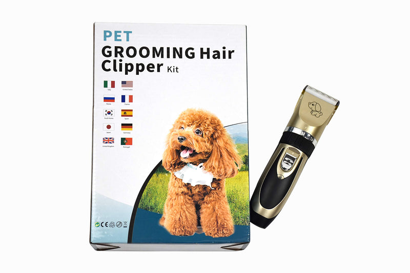 Fit4Less Cordless Clipper for Dog, Cat small and medium pets hair Grooming with built in rechargable battery, Scissor, clipper head comb,brush,oil and USB charging cable. - PawsPlanet Australia