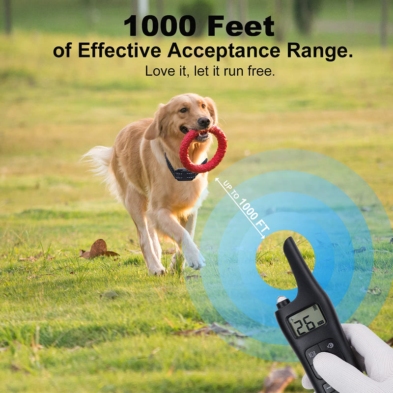 MAXLAPTER Remote Dog Rechargeable Training Collar Large Acceptance Range E-Collar with Static Vibrate and Tone Dog Shock Waterproof Collar for Medium Large Dogs - PawsPlanet Australia