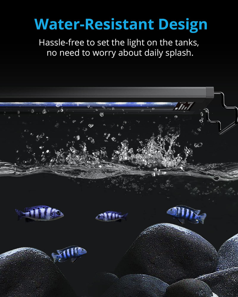 NICREW AquaLux White and Blue LED Aquarium Light, Intensity Adjustable Freshwater Fish Tank Light with 8/10/12 Hours Timer, Sunrise and Sunset Function, 12-18 Inch, 6 Watts 12 - 18 in - PawsPlanet Australia