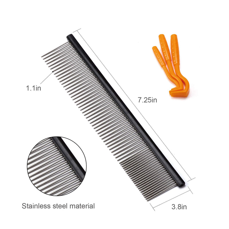 Pet Steel Comb for Dogs & Cats Anti-Corrosion Grooming Combs Dematting Tool Medium Black - PawsPlanet Australia