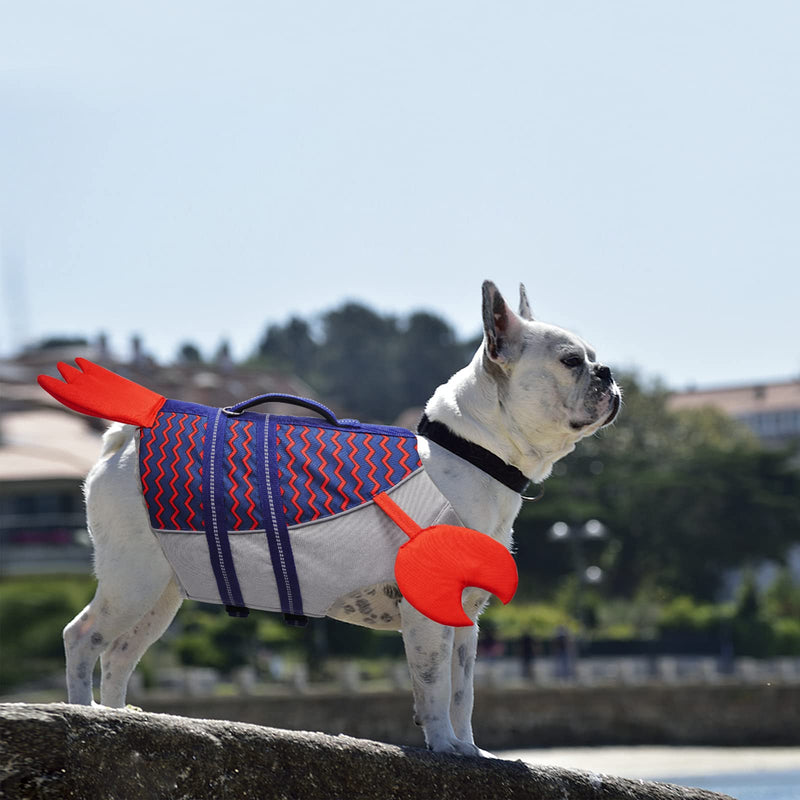 azuza Dog Life Jacket Safety Dog Life Vests for Swimming with Reflective Strips and Rescue Handle High Buoyancy Pet Swimsuit Lifesaver Coat for Medium and Large Dogs, Cute Lobster Design Chest_size: 22"-28.35" - PawsPlanet Australia