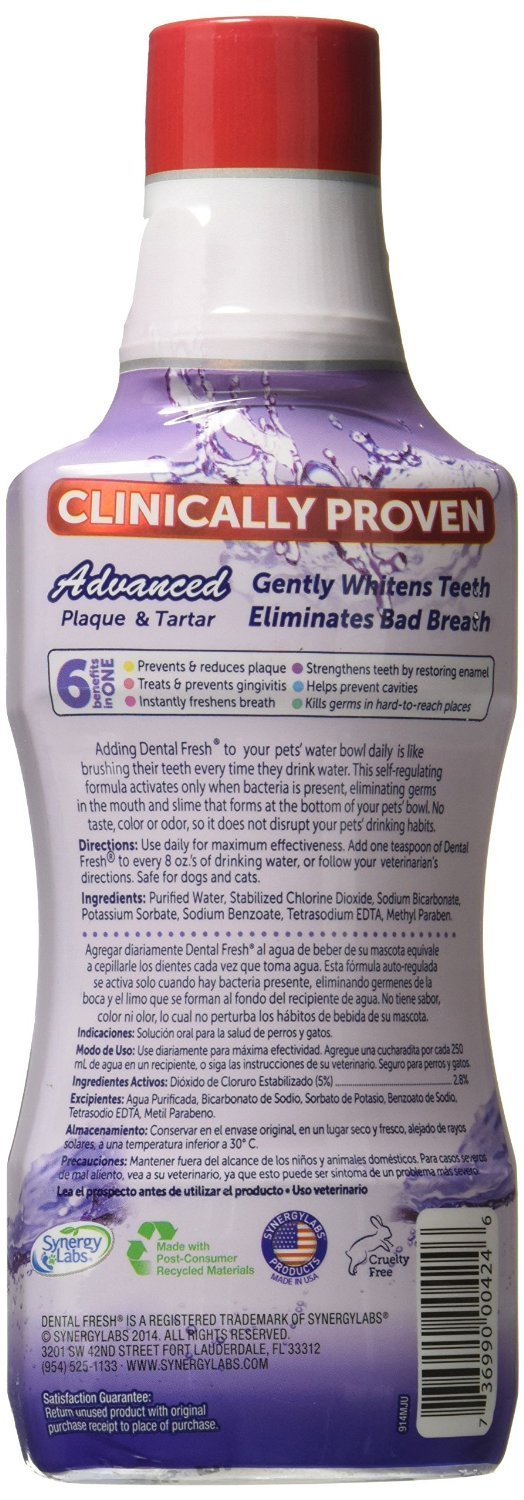 Dental Fresh Water Additive – Advanced Plaque and Tartar Formula for Dogs – Clinically Proven, Add to Pet’s Water Bowl to Whiten Teeth 17 Ounce - PawsPlanet Australia