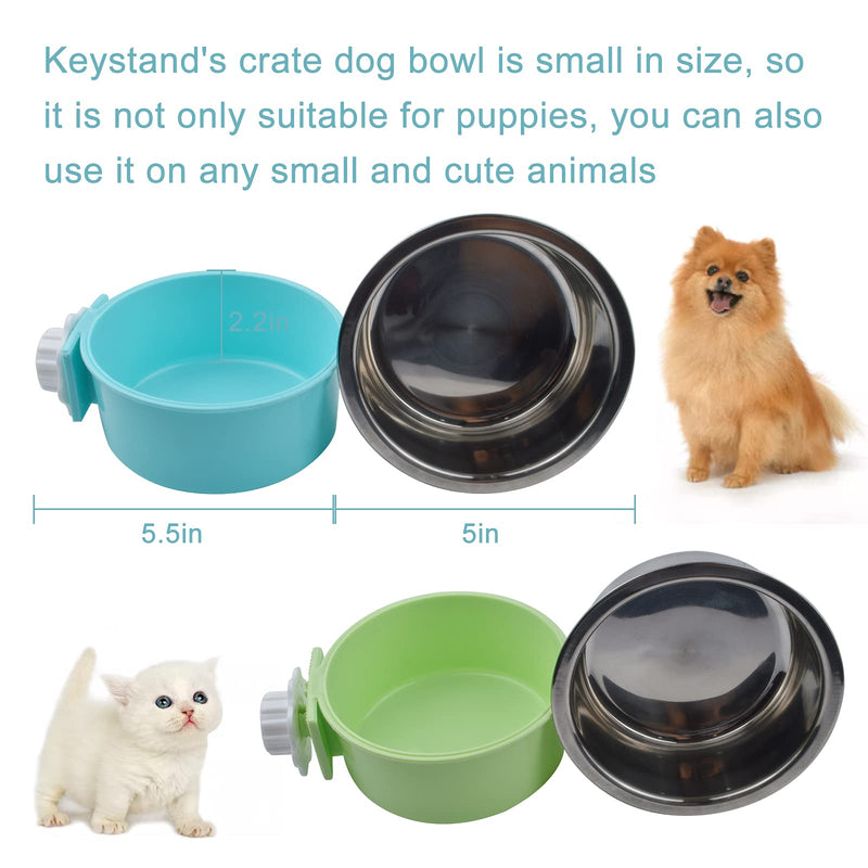 Keystand Crate Dog Bowl, 2 Pack Removable Stainless Steel Dog Bowl, Dog Crate Water Bowl No Spill for Puppy Cat Rabbit Rats Guinea Pigs - PawsPlanet Australia