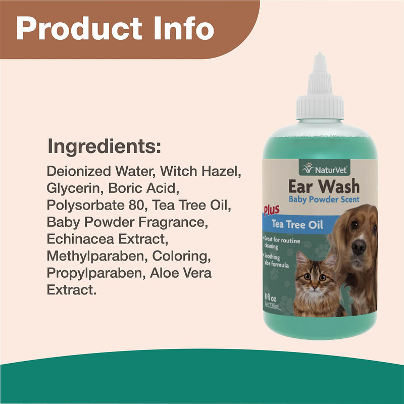 NaturVet Ear Wash with Tea Tree Oil, 240 ml - PawsPlanet Australia