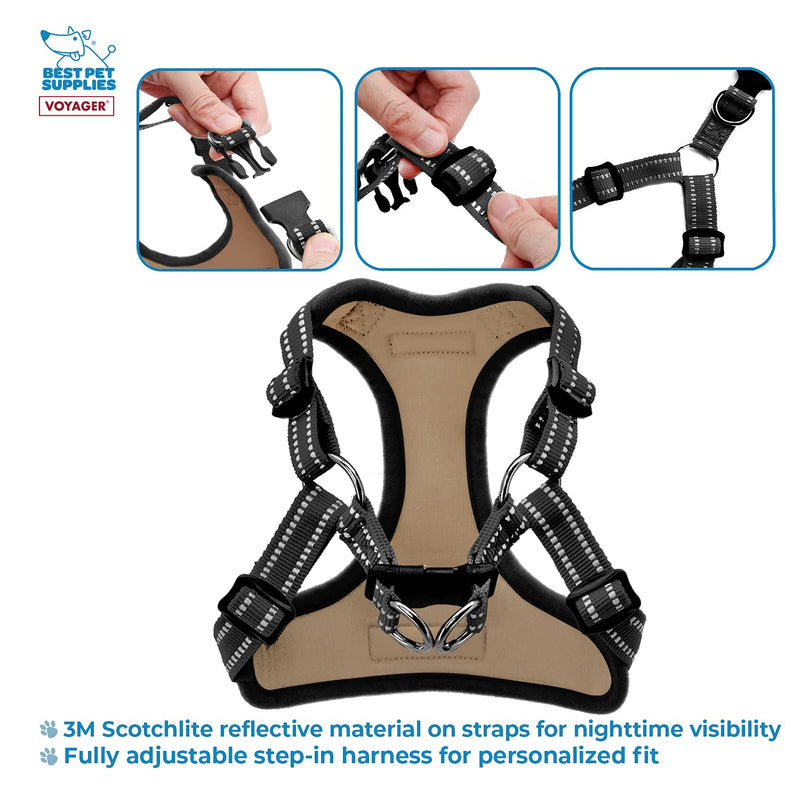 Voyager by Best Pet Supplies - Fully Adjustable Step-in Mesh Harness with Reflective 3M Piping XS (Chest: 13 - 16") Army Base - PawsPlanet Australia