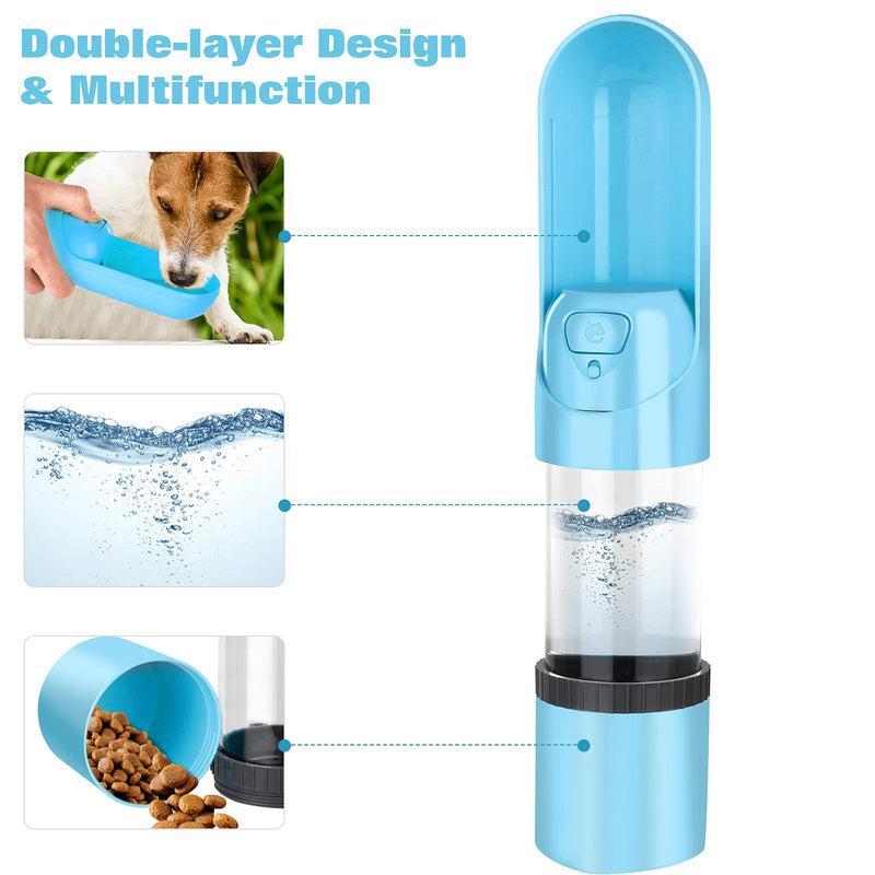 Portable Dog Water Bottle: Leak-Proof Cat Travel Water Dispenser, can Be Filled with Water and Food, Suitable for Kitty and Puppy Outdoor Walking, Hiking and Traveling Blue - PawsPlanet Australia