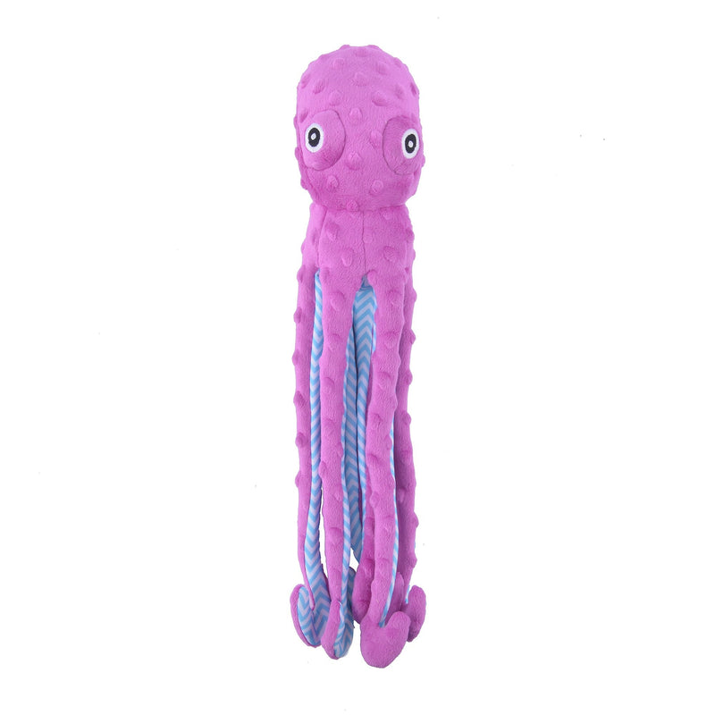 [Australia] - EXPAWLORER Best Squeaky Dog Plush Toys Pet Puppy Soft Treat Chew Toy Interactive for Small to Medium Breeds Dogs Cats Playing Octopus Design 17" Purple 